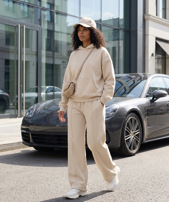 Herringbone Wool Wide Leg Trouser