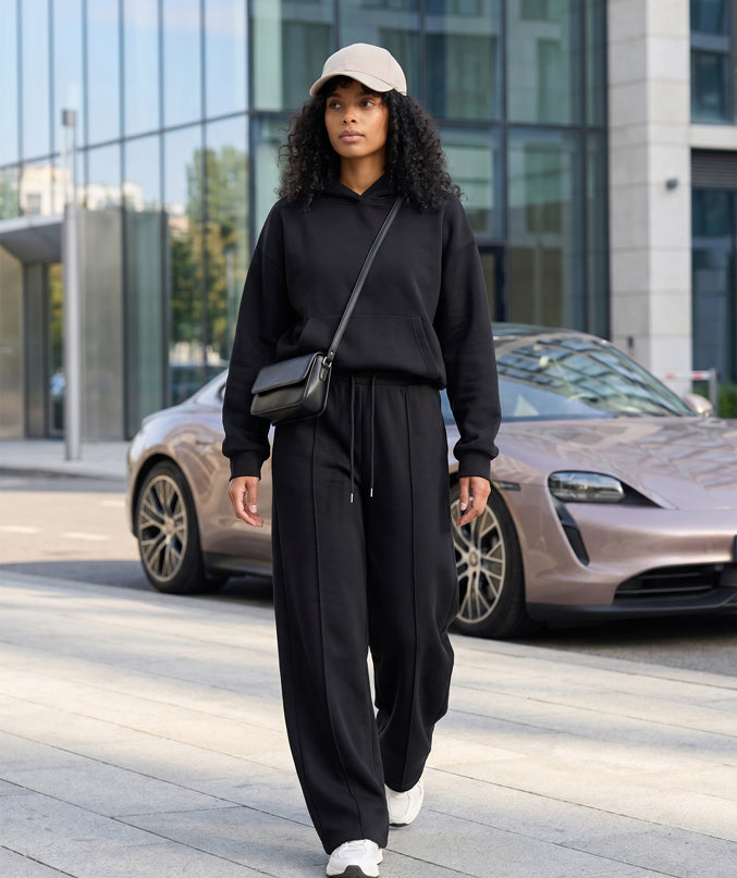 Herringbone Wool Wide Leg Trouser