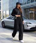 Herringbone Wool Wide Leg Trouser