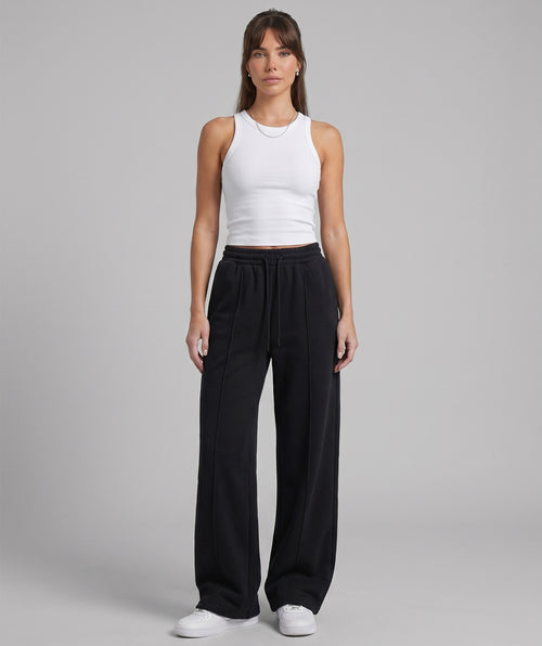 Herringbone Wool Wide Leg Trouser