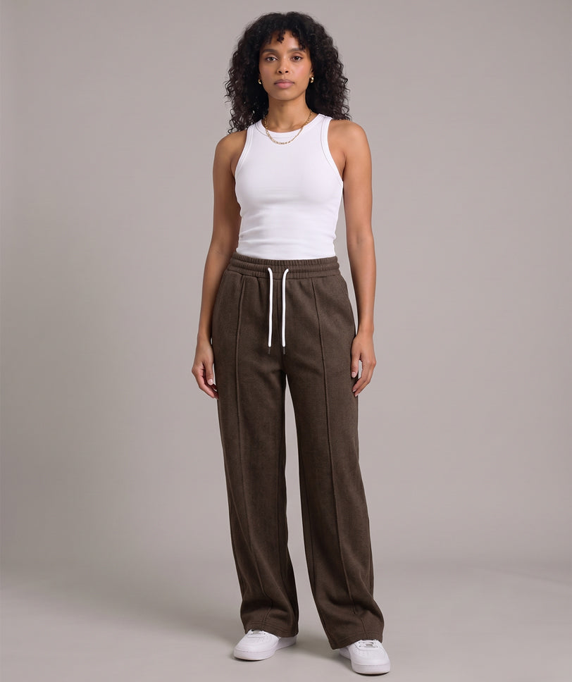 Herringbone Wool Wide Leg Trouser